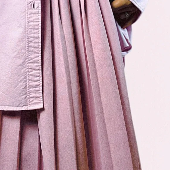 Vintage 90s Pink pleated midi skirt elastic waist Coquette Balletcore - Picture 4 of 6